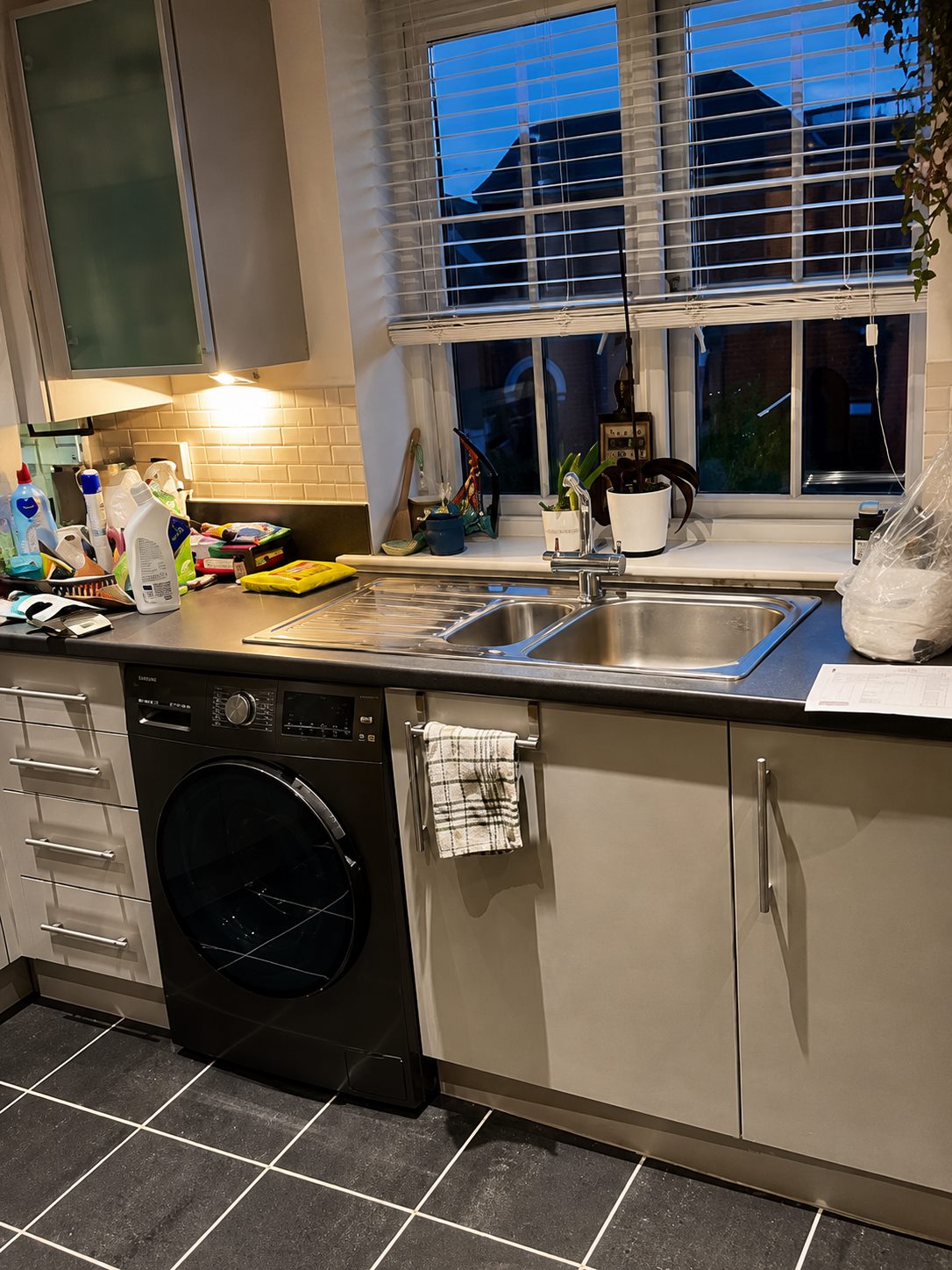 Kitchen sink area before tap and sink plumbing work