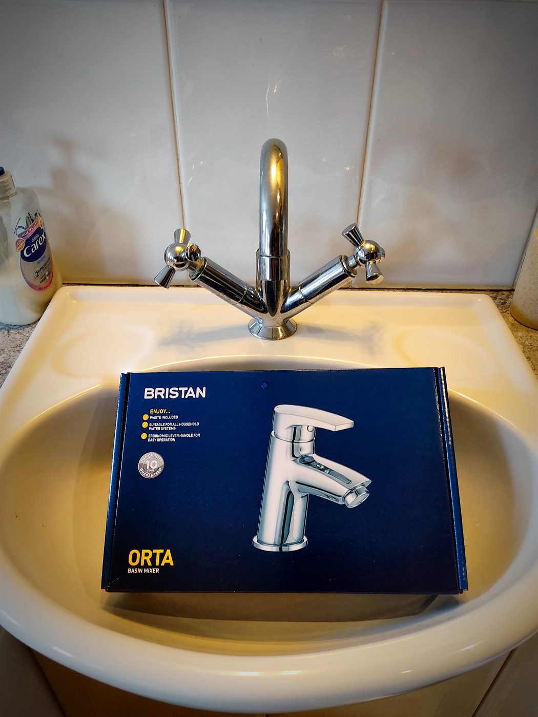 Replacement basin tap ready for plumbing installation