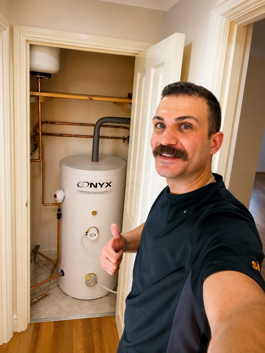 Unvented cylinder pipework after plumbing work